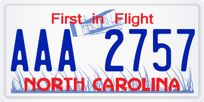 NC license plate AAA2757