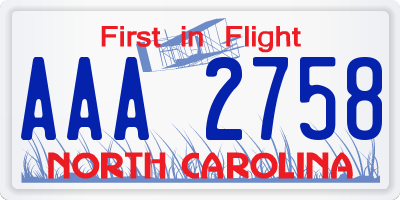 NC license plate AAA2758