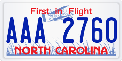 NC license plate AAA2760