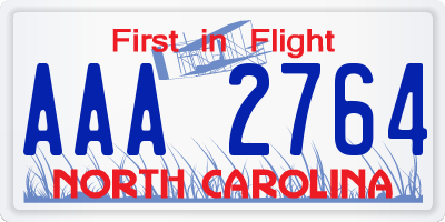 NC license plate AAA2764