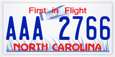 NC license plate AAA2766