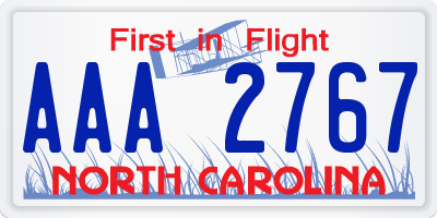 NC license plate AAA2767
