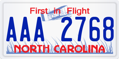 NC license plate AAA2768