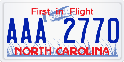 NC license plate AAA2770