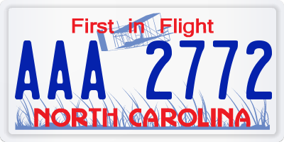 NC license plate AAA2772