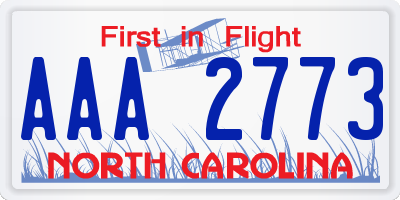 NC license plate AAA2773