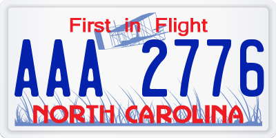 NC license plate AAA2776