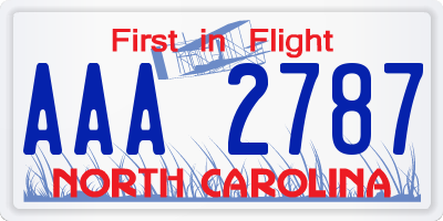 NC license plate AAA2787