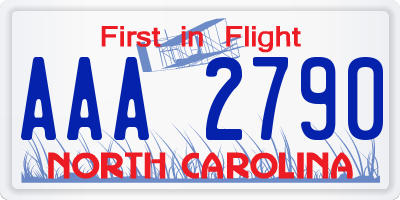 NC license plate AAA2790