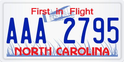 NC license plate AAA2795