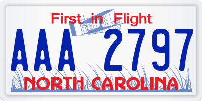 NC license plate AAA2797