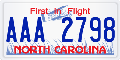 NC license plate AAA2798