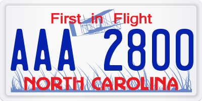 NC license plate AAA2800