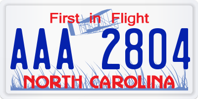 NC license plate AAA2804