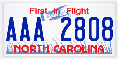 NC license plate AAA2808