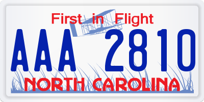 NC license plate AAA2810