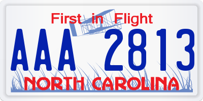 NC license plate AAA2813