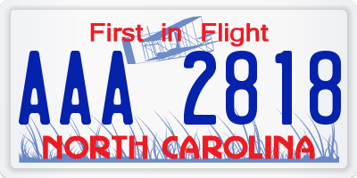 NC license plate AAA2818