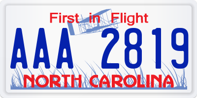 NC license plate AAA2819