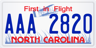 NC license plate AAA2820