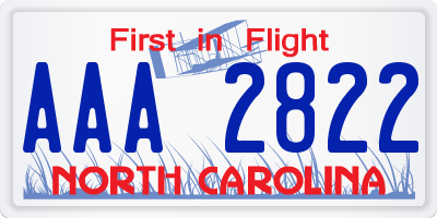 NC license plate AAA2822