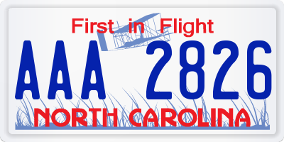 NC license plate AAA2826