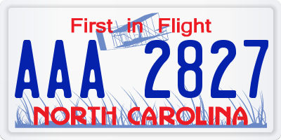 NC license plate AAA2827