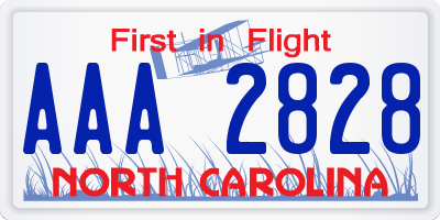 NC license plate AAA2828