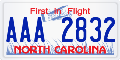NC license plate AAA2832