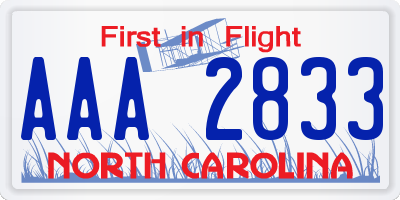 NC license plate AAA2833