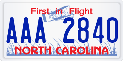 NC license plate AAA2840