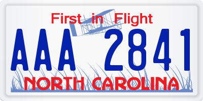 NC license plate AAA2841