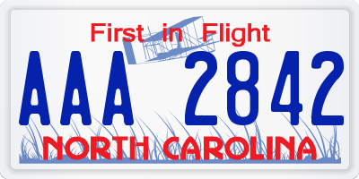 NC license plate AAA2842