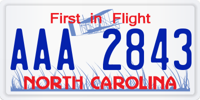 NC license plate AAA2843