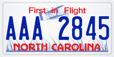 NC license plate AAA2845