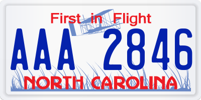 NC license plate AAA2846