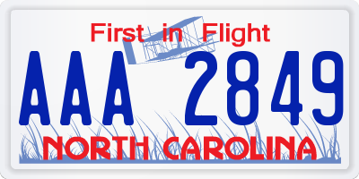 NC license plate AAA2849