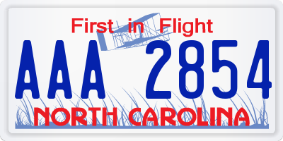 NC license plate AAA2854