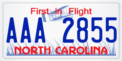 NC license plate AAA2855