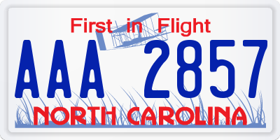 NC license plate AAA2857