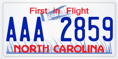 NC license plate AAA2859