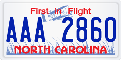 NC license plate AAA2860