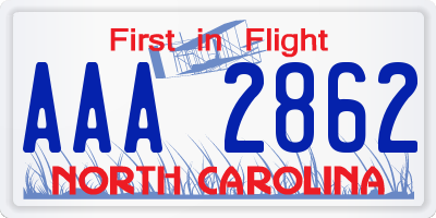 NC license plate AAA2862