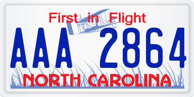 NC license plate AAA2864