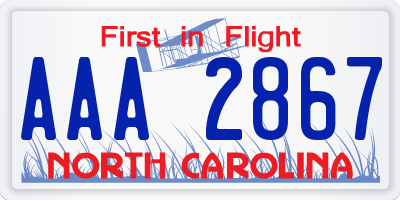 NC license plate AAA2867