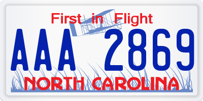 NC license plate AAA2869