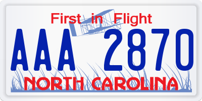 NC license plate AAA2870