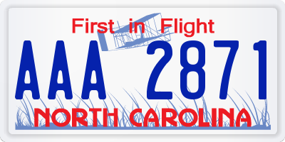 NC license plate AAA2871