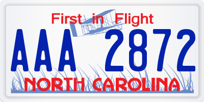 NC license plate AAA2872