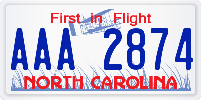 NC license plate AAA2874